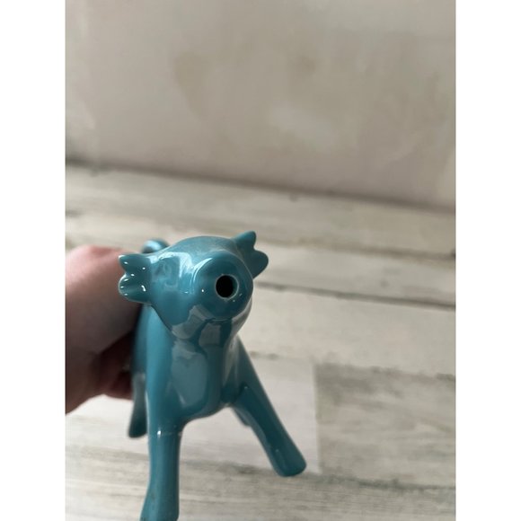 Small blue ceramic cow cream pitcher - Picture 3 of 8